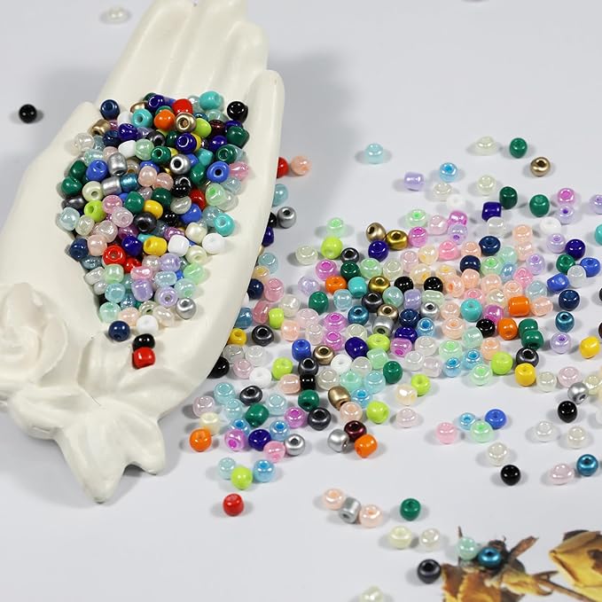 Size 4mm Seed Beads About 8000pcs 48 Colors 6/0 Glass Seed Beads for Making Jewelry Bracelet Necklace