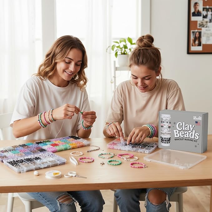12000+ Clay Beads Bracelet Making Kit for Adults, 48 Colors In 3 Boxes, Polymer Heishi Beads with Letter Beads & Charms for DIY Friendship Bracelet Gifts,Holidays Arts and Crafts Gifts for Girls 8-12