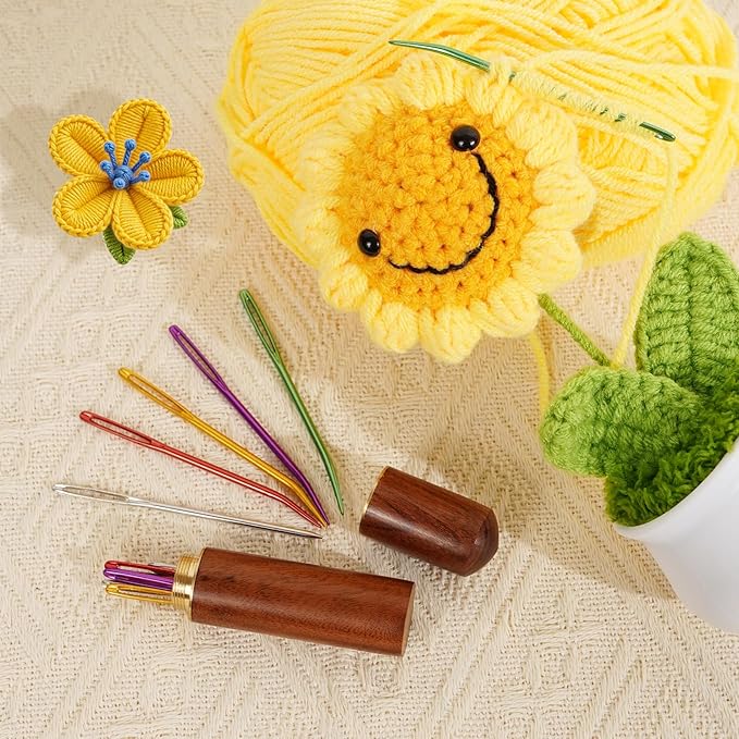 KaiserNgu Yarn Needles, 12 Pac Large Eye Sewing Needle Kit, Darning Tapestry Needles, with Wood Storage