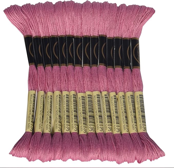LE PAON Embroidery Floss, 14-Pack Six Strands 100% Long Staple Cotton Embroidery Thread, 8.7-Yard，Color Number：3608, Very Light Plum