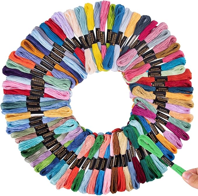 OBTANIM 150 Skeins Rainbow Color Embroidery Floss Cross Stitch Threads Bracelet String Yarn Crafts Floss with Needles for Bracelet Making, Hand Sewing Crafts