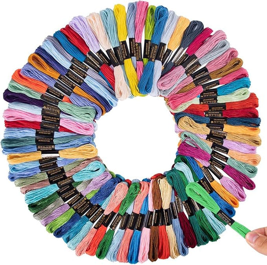 OBTANIM 150 Skeins Rainbow Color Embroidery Floss Cross Stitch Threads Bracelet String Yarn Crafts Floss with Needles for Bracelet Making, Hand Sewing Crafts