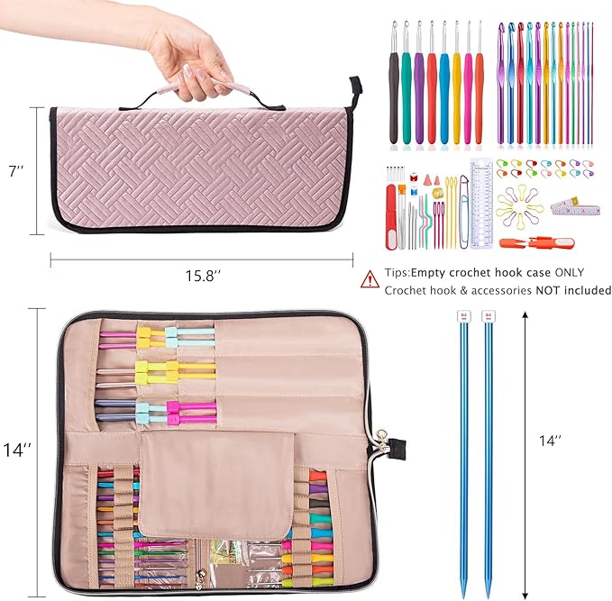 Knitting Needles Case (up to 14 Inches) - Needle & Crochet Hook Organizer