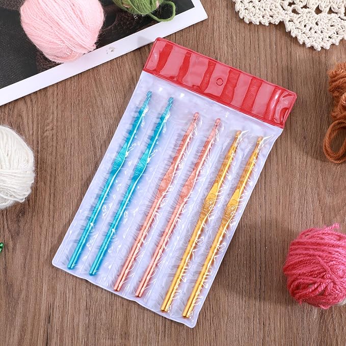 6 Pcs Crochet Hooks Set 5 mm 5.5 mm 6 mm Knitting Needles Craft Yarn Aluminum Crochet Needles for Beginners Crochet Hobbyists, US Size 8/9/10 (US H/I/J)