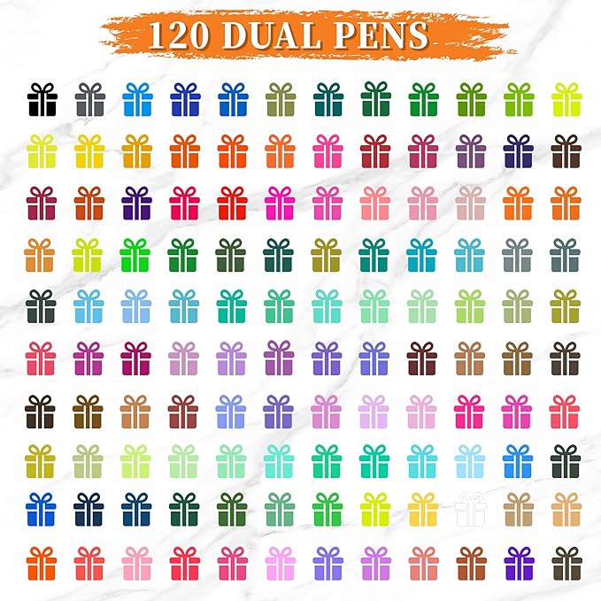 TBC The Best Crafts Dual Markers Brush Pens, 120 colors Art Marker Art Markers Gifts for Teens,Double Tip Colored Pen for Adult Coloring Books Coloring Writing