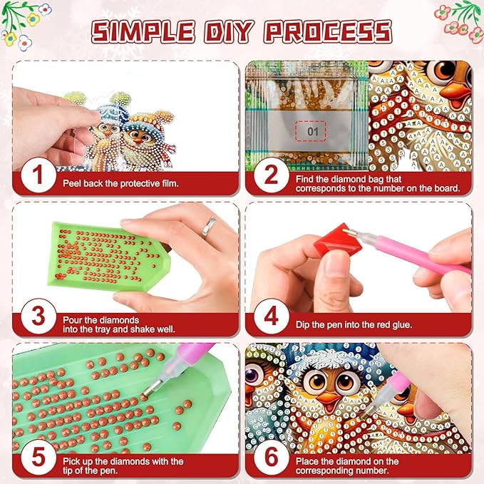KEYIFA Christmas Diamond Painting Kit, DIY Birds Diamond Art for Adults, Diamonds Painting Pendant Special Shaped Rhinestone Window Hanging Ornaments Home Garden Wall Door Decoration, 20cm Width