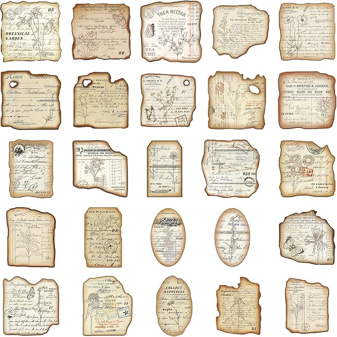 PRSTINCOL Vintage Journaling Stickers,Scrapbook Supplies for Planners,100Pcs Junk Journal Supplies with Antique Map Prints, Distressed Edges for Teenagers Adults