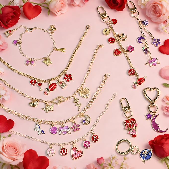 VvLons Lip Gloss Keychain Making Kit, 375Pcs Bag Charm Kit DIY Craft Supplies with Key Chain Hooks, Jump Rings, Lobster Clasps, Chains & Tools, Custom Jewelry Making Kit for Mothers Day Gifts