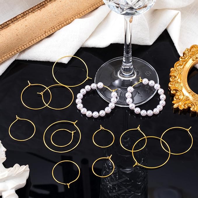 OIIKI 120PCS Earring Beading Hoops for Jewelry Making, 4 Sizes Gold Plated Hoop Earring Findings, Open Hoops, Metal Earring Rings, Round Earring Beading for DIY Jewelry Crafts for Women