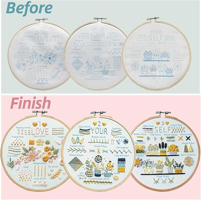 Samesuit Embroidery kit,Embroidery kit for Beginners with Step by Step Learn 37 Different Stitches from Instruction & Video,Beginner Embroidery kit for Adults,Stitches Kit