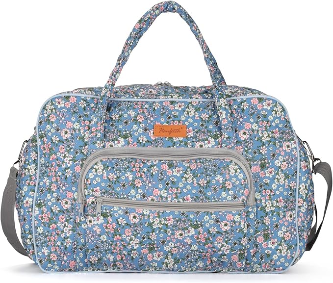 Yarn Storage Organizer, Knitting Crossbody Bag, Large Crochet Bag Tote Gift Yarn Holder Case for Carrying Projects, Knitting Needles, Crochet Hooks and Other Accessories (Flower-Blue)