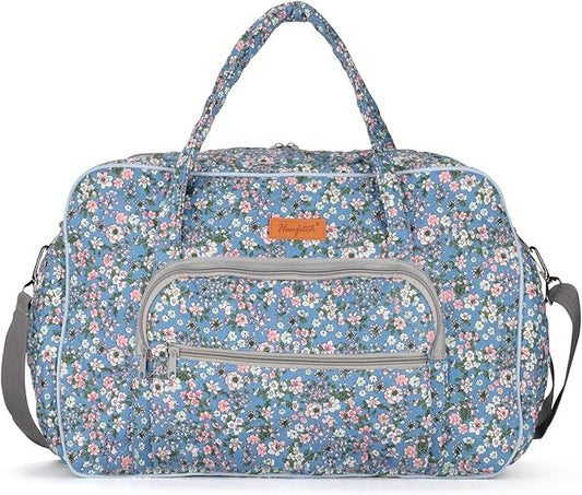Yarn Storage Organizer, Knitting Crossbody Bag, Large Crochet Bag Tote Gift Yarn Holder Case for Carrying Projects, Knitting Needles, Crochet Hooks and Other Accessories (Flower-Blue)