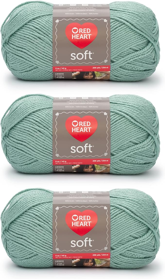 Red Heart Soft Seafoam Yarn - 3 Pack of 141g/5oz - Acrylic - 4 Medium (Worsted) - 256 Yards - Knitting/Crochet