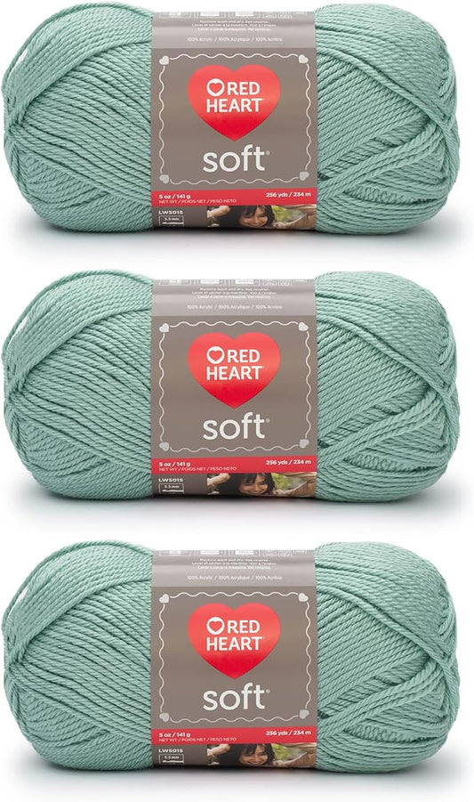 Red Heart Soft Seafoam Yarn - 3 Pack of 141g/5oz - Acrylic - 4 Medium (Worsted) - 256 Yards - Knitting/Crochet