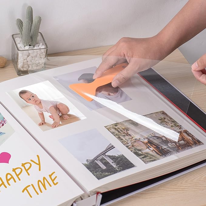 Super Large Photo Album Self Adhesive Scrapbook Album for 4×6 5×7 8×10 10×12 or Bigger Pictures DIY Magnetic Linen Cover Album 80Sheets/160Pages DIY Photo Album(White)
