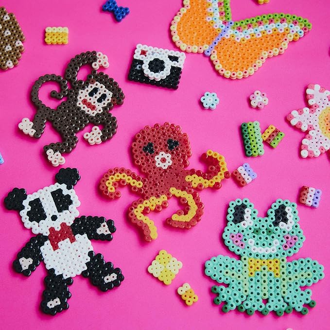 10Pcs 5mm Fuse Beads Pegboards，Multiple Shapes Melty Beads Peg Boards with 4Pcs Tweezers for Ironing Pixel Art Kit and Crafts