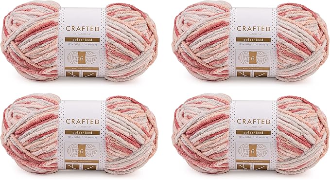 Crafted By Catherine Blanket Multi Yarn - 4 Pack (213 Yards Each Skein), Pink Multi, Gauge 6 Super Bulky