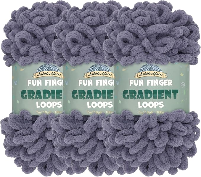 JubileeYarn Fun Finger Gradient Loops Yarn - 100g/Skein Jumbo Polyester - Morta - 3 Skeins