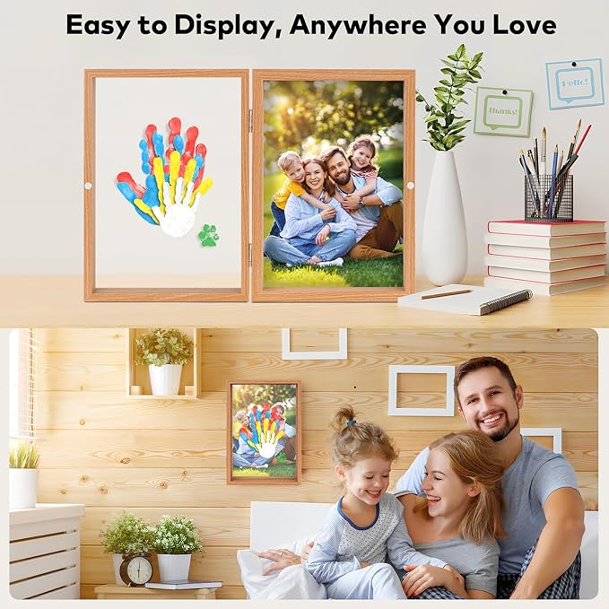 omrhvi family handprint kit, diy craft keepsake, hand print photo frame, family gifts for new mom, new baby, new parents, grandparents, mother's day, father's day, adoption day, anniversary