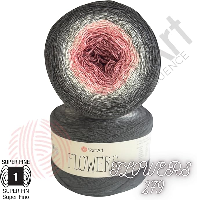 YarnArt Flowers – Gradient Cotton Acrylic Blend, 250g (8.8 oz), 1094 yds, Lightweight Sport Yarn for Crochet, Knitting, Shawls, Summer Projects (279)