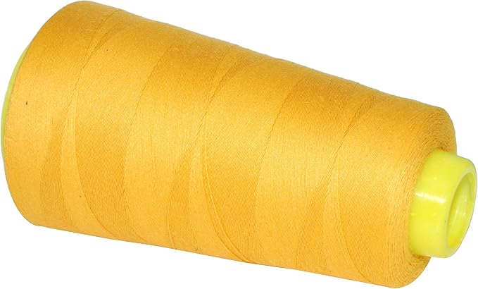 Mandala Crafts Gold Thread Cones for Machine and Hand Quilting - 2400 Yds 50 WT Multiple Purpose Mercerized 100% Cotton Threads for Sewing Machine Serger Embroidery