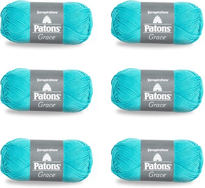 Patons Grace Aquifer Yarn - 6 Pack of 1.75oz/50g - Cotton - 3 DK - 136 Yards - Knitting/Crochet
