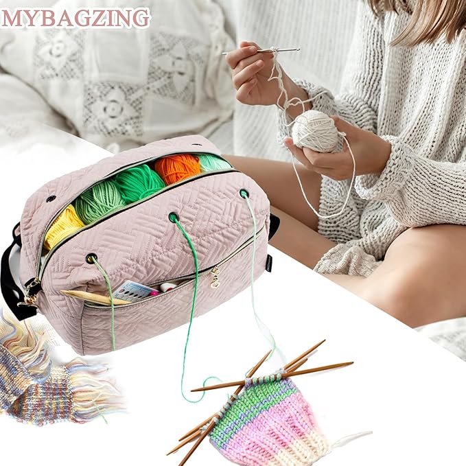 Crochet Bag Organizer - Knitting Bag - Yarn Storage Organizer - Yarn Bag for Crocheting - Yarn Holder for Crochet Accessories, Crocheting & Knitting Gifts