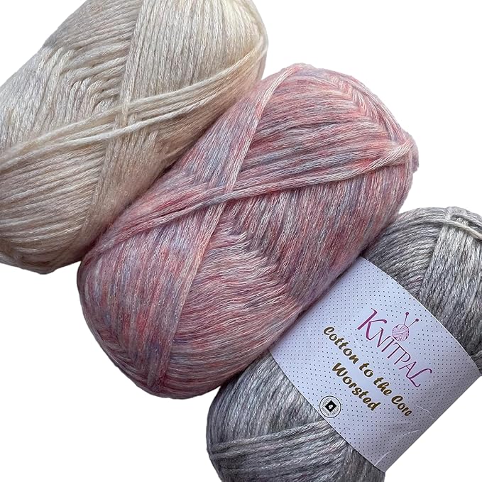 Cotton to The Core Worsted Weight Yarn for Crocheting, 3-Pack (654Yds / 300G), Free Patterns, Beginners Friendly - Soft Cotton Yarn for Knitting - #4 Medium Worsted Weight - Pink Elephant