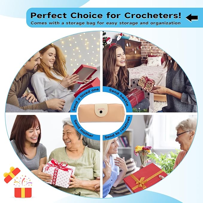 Mayboos 14 Sizes Crochet Hook Set, Large Crochet Hooks Yarn Needle Kits Knitting Needles with Ergonomic Handles for Beginners