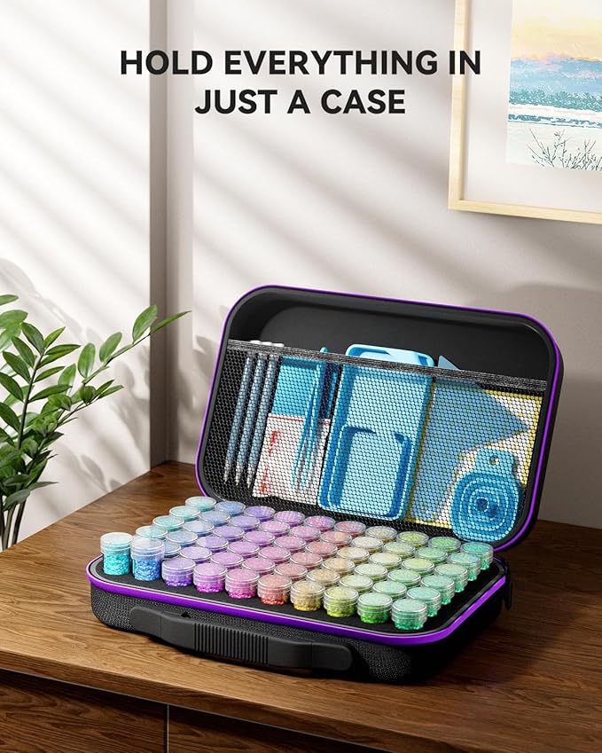 ARTDOT 60 Slots Storage Container for Diamond Art Kits for Adults, Portable Bead Storage Boxes for Diamond Painting Accessories and Tools