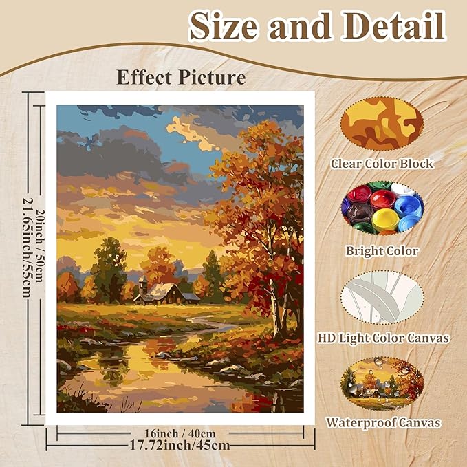 HMZephitiquc Paint by Numbers Kit for Adults Landscape, Adult Paint by Number Sunset, Landscape Painting by Numbers, Easy Acrylic Oil DIY Crafts for Gift Home Decor 16x20 in