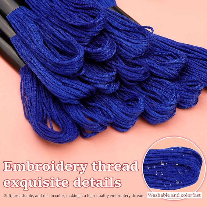 Blue Embroidery Floss: Embroidery Thread 120 Yards Friendship Bracelet String Cross Stitch Cotton Yarn for DIY Bracelet Making