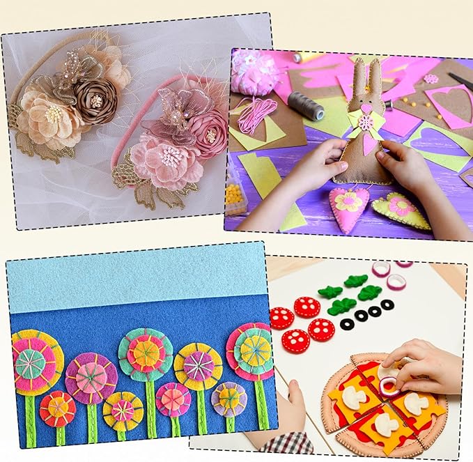 uxcell 100 Pcs Adhesive Felt Circles, 9/16" Round Non-Woven Felt Pads Stickers Dots Pre Cut for DIY Crafts Sewing Handcraft Costume Holiday Decoration, Red, Pink, Yellow, Sky Blue, Purple