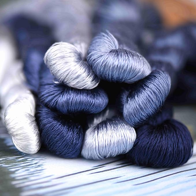 Natural 100% Silk Thread, Handmade Embroidery Thread Silk Floss 8 Colors 110m Each (69)