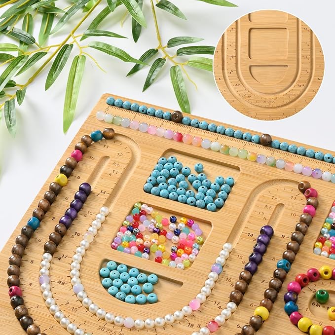 NOAVAOL Bead Boards for Jewelry Making, Combi Bamboo Beading Board for Jewelry Bracelet Making, Beading Trays Jewelry Design Mats for Necklace, Bracelet, DIY Design
