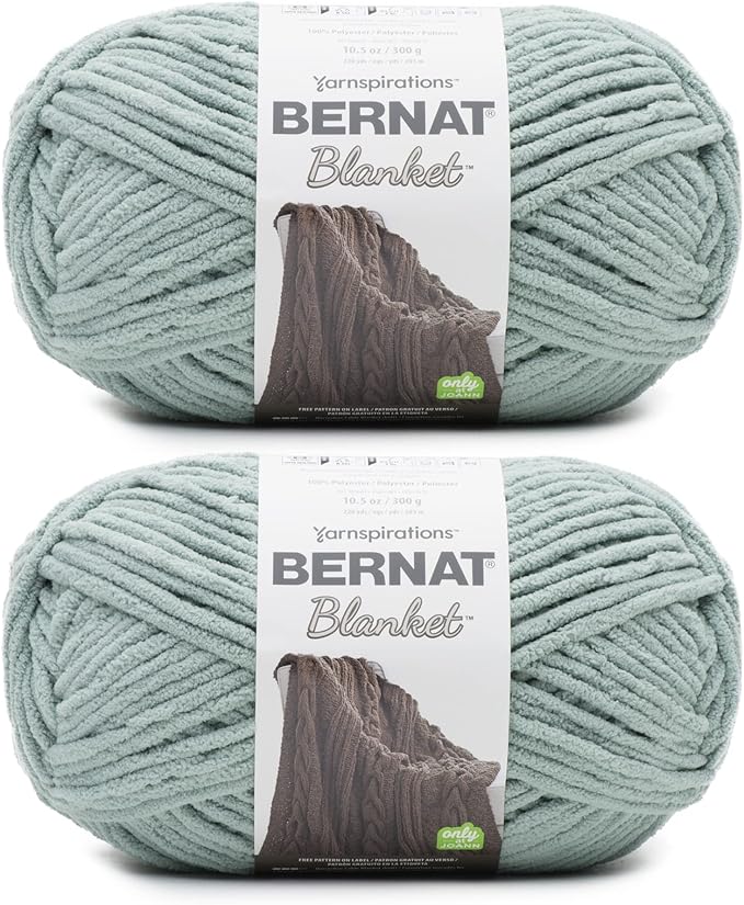 Bernat Blanket Smoky Green Yarn - 2 Pack of 300g/10.5oz - Polyester - 6 Super Bulky - 220 Yards - Knitting/Crochet