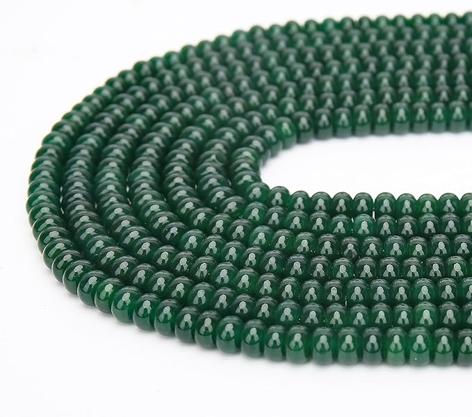 2 Strands (150PCs) Green Jade Rondelle Beads, 5 * 8mm Gemstone Loose Spacer Abacus Disk Beads for DIY Bracelet Necklace Earrings Jewelry Making, Craft Supplies Beading Kit