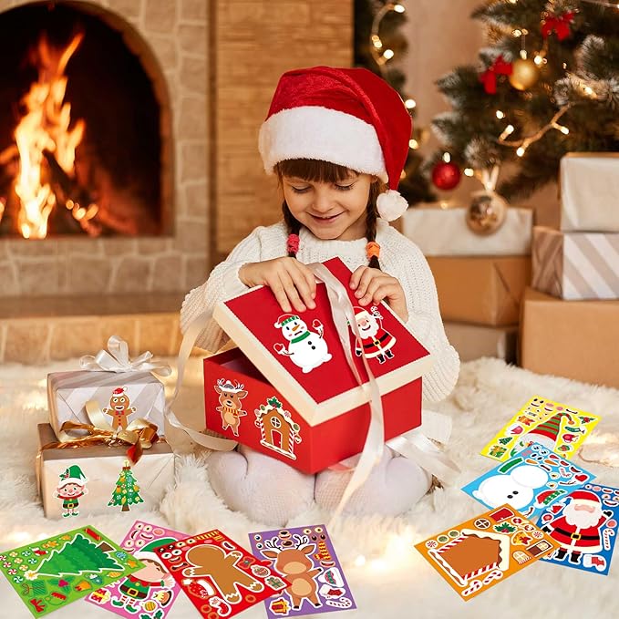smilinfit christmas stickers, toddlers stocking stuffers for kids, diy christmas crafts for kids party favors supplies, party activity games classroom decorations gifts