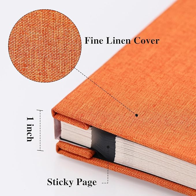 Vienrose Large Photo Album Self Adhesive for 4x6 8x10 Pictures Linen Scrapbook Album DIY 40 Blank Pages with A Metallic Pen