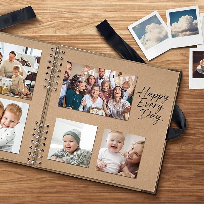 Scrapbook Album 10x10 Inch, Hardcover Kraft Paper Photo Album with 40 Sheets/80 Pages, Memory Book for Wedding, Anniversary, Christmas, Baby Shower, Ideal for Preserving Precious Moments