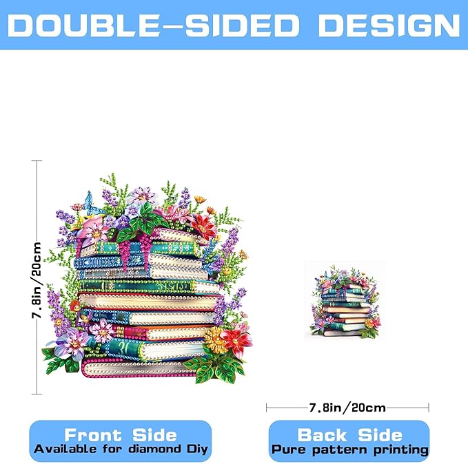 VAIIEYO 5D Book Diamond Art Hanging Ornament, Flower Diamond Painting Suncatchers Window Hanging Kit with Chain, 7.5x7.5 inch Crystal Pendant Art Craft for Gift Home Wall Front Door Decoration