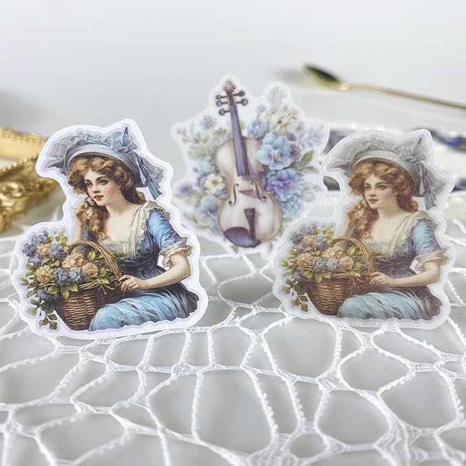 Alideco 80Pcs Vintage Victorian Tea Scrapbooking Stickers Scrapbook Paper Aesthetic Kawaii Girls Stickers for Journaling Assorted Phone Adult(huatuanjincu)