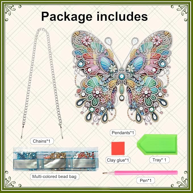 Diamond Art Painting Hanging Pendant, DIY Butterfly 5D Special Shape Crystal Diamond Art Partial Mosaic Making Craft Wreath Ornaments, Large size Home wall decor window decoration Handmade Gift