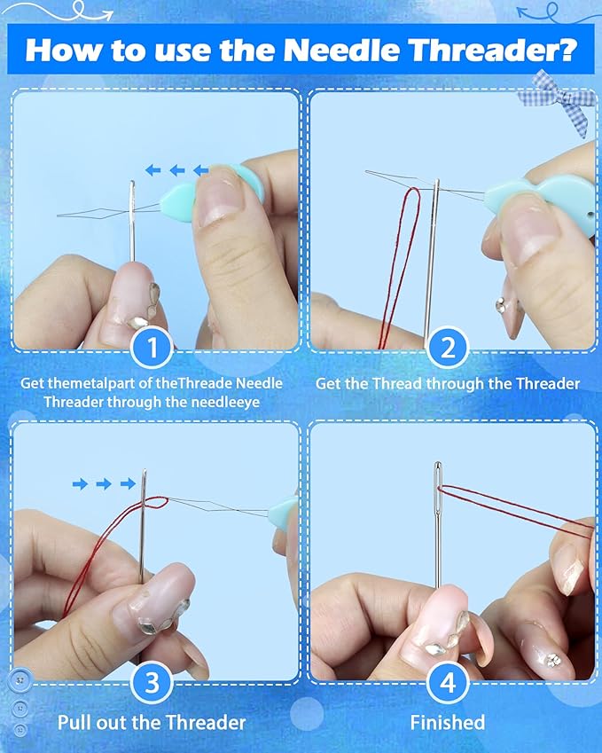 FIVEIZERO 60 PCS Steel Needles for Hand Sewing, Large Eye Sewing Needles Set with 6 Sizes, Stainless Steel Hand Quilting & Leather Embroidery Needles Includes Threaders for Arts & Crafts
