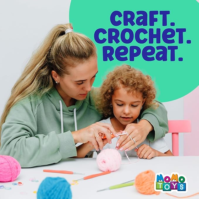 MOMOTOYS Crochet Kit for Beginners, Crochet Hook Set with Yarn Set,Crocheting Kit, 74PCS with Crochet Book and Bag, Crochet Kits for Beginners Adults, Crochet Accessories and Supplies