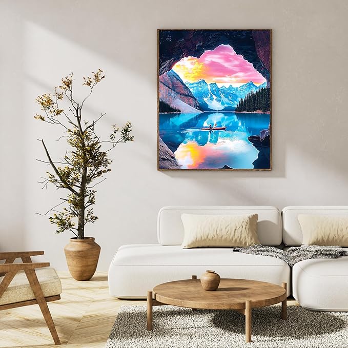 Paint by Numbers Kit for Adults Beginner Snow Mountain, Adult Paint by Number Kits on Canvas, Lake Landscape DIY Acrylic Oil Painting by Numbers for Adults, Perfect for Home Wall Decor 16X20 Inch