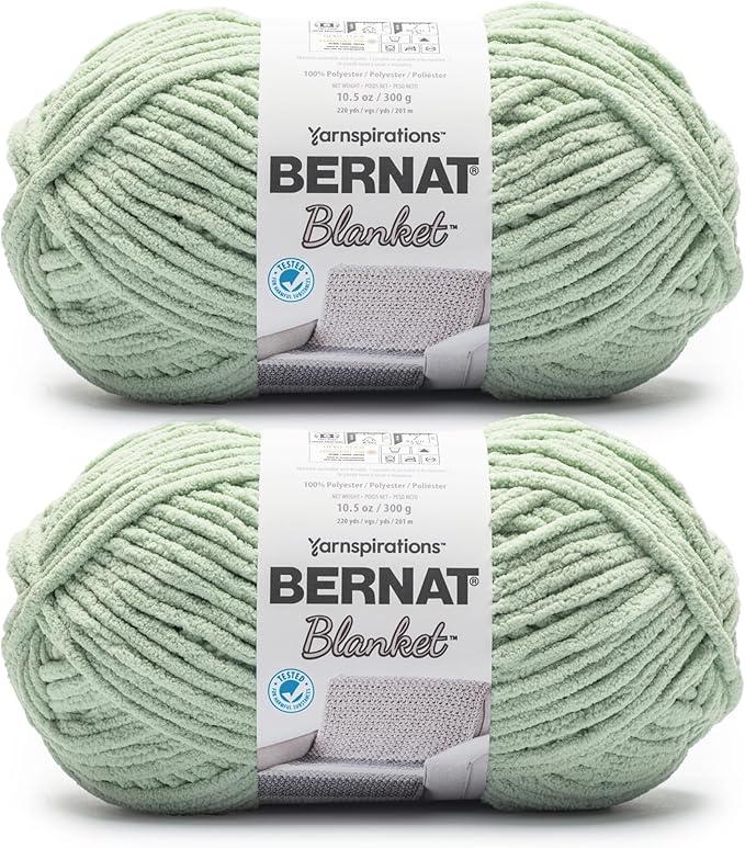 Bernat Blanket - 2 Pack of 220 Yards/10.5 oz Clary Sage 100% Polyester Yarn