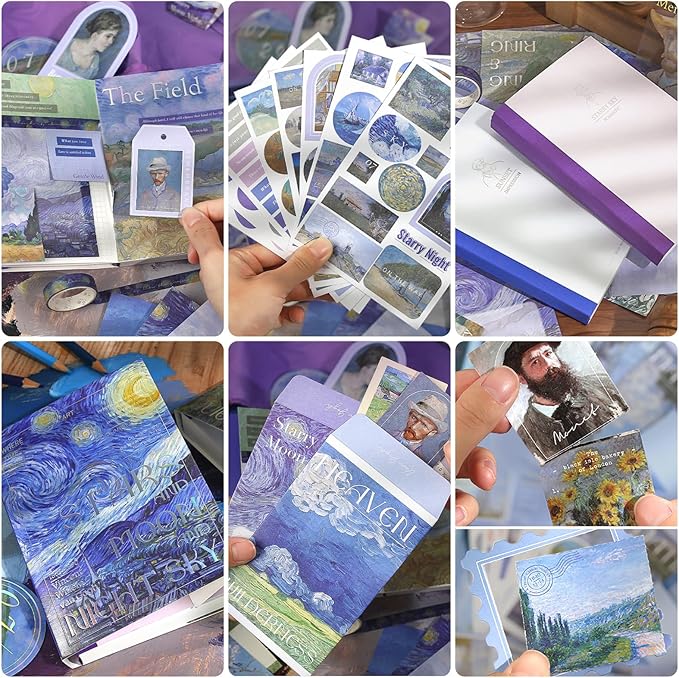 Scrapbook Supplies Kit, Vintage Junk journaling Supplies, Scrapbooking Kit with Aesthetic Stickers, Stationary Set, Bullet Journaling Kit, Ephemera Collage Craft Supplies Gift for Adults Women Starter