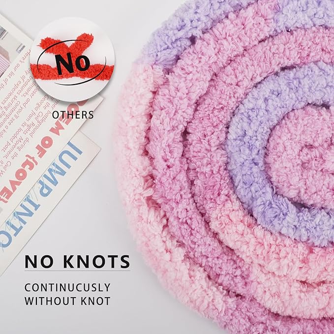 Chunky Yarn for Hand Knitting, Chunky Chenille Blanket Yarn for Crocheting, Bulky Soft Fluffy Chenille for Blanket Project, 8 Pack of 8oz/25yds, Pink&Purple
