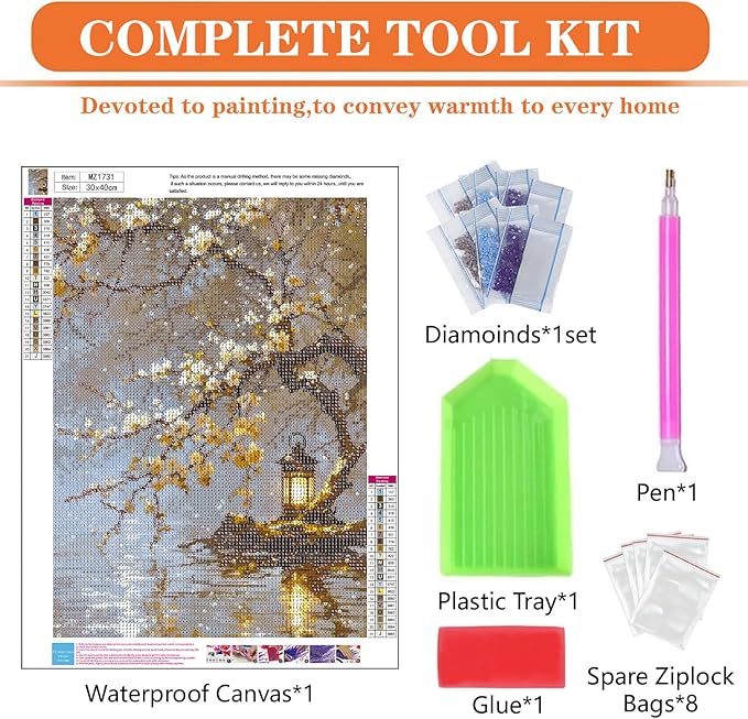 igoodom Landscape Diamond Art Kits for Adults, Diamond Painting Kit, Full Drill Round Diamond Art Kits, DIY Gem Art and Crafts for Home Wall Decor Gift 12x16inch